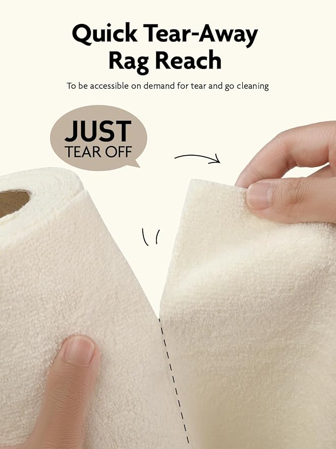 Fantasticlean Microfiber Cleaning Cloth Roll -40 Pack, Tear Away Microfiber Towels, 12" x 12", Reusable, Washable, Scratch Free, Ultra Absorbent Dish Rags for Car, Home, Garage or Shop (Beige)-DeskLoop Office