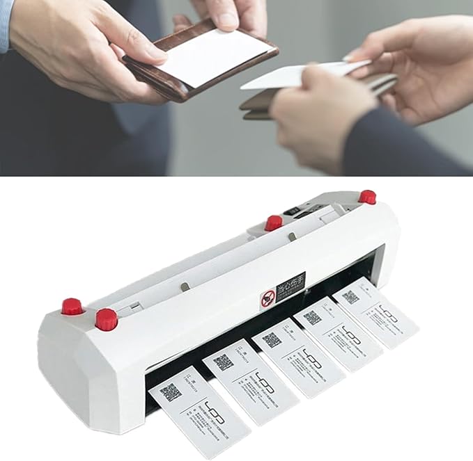 Electric Business Card Cutter Machine 110V - Automatic 3.5"x2" Cardboard Cutter, High-Speed Paper Trimmer with Auto Feed & Waste Removal-DeskLoop Office