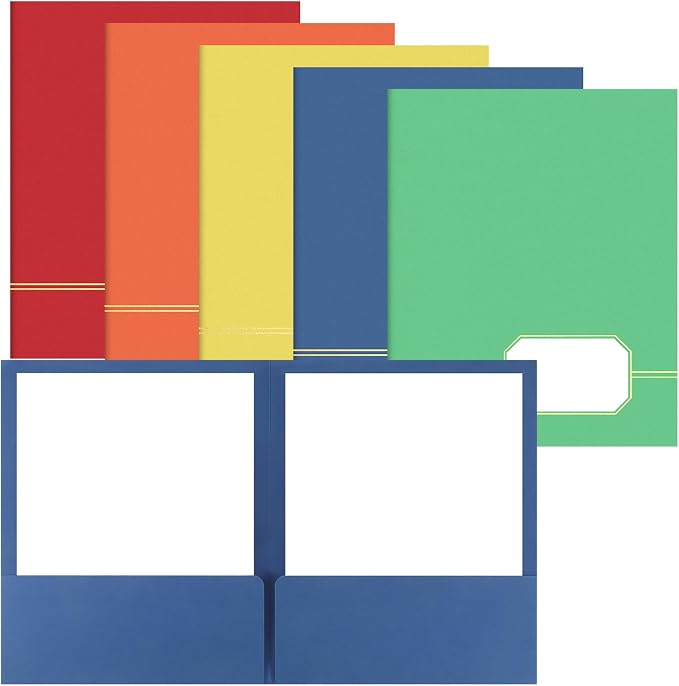 Kisston 20 Pack Executive Twin Pocket Folders Letter Size Light Blue Red Yellow by Kisston