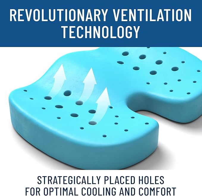 Everlasting Comfort Doctor Recommended Memory Foam Seat Cushion for Office Chairs & Car Seat - Ergonomic Office Desk Accessories for Tailbone Pain Relief, Sciatica & Back Support-DeskLoop Office