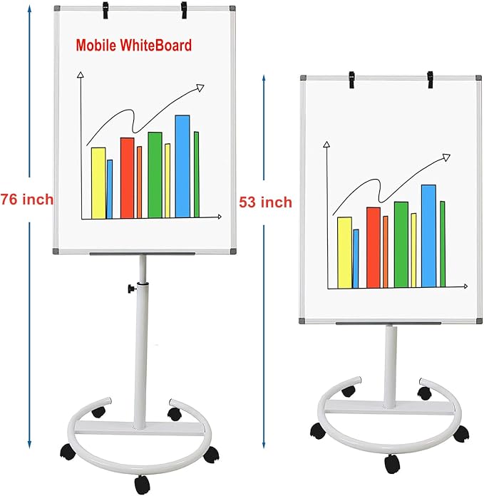 Mobile Easel Whiteboard 40x28 Inches – Adjustable Height Rolling Whiteboard on - Image 2