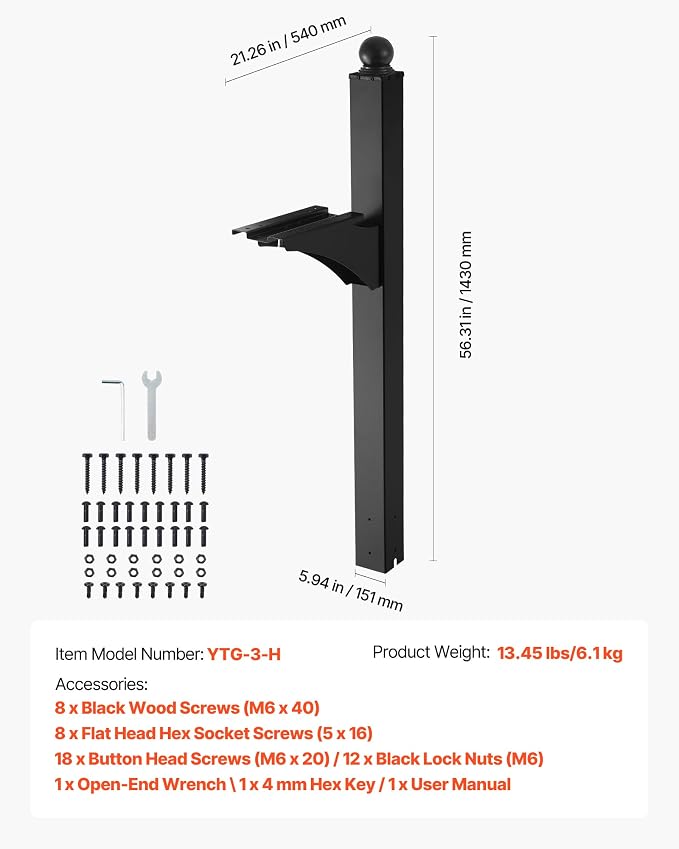VEVOR Mailbox Post, Aluminum In-Ground Mounting Mail Box Stand - Image 7