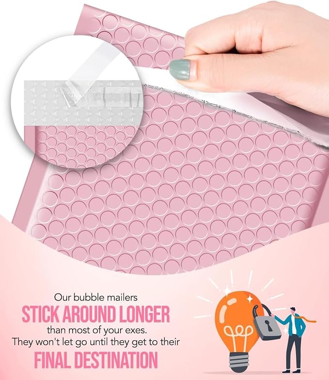GSSUSA Light Pink Bubble Mailers 6X10 Inches 500 Pack, Padded Poly Bubble Mailer - Image 3