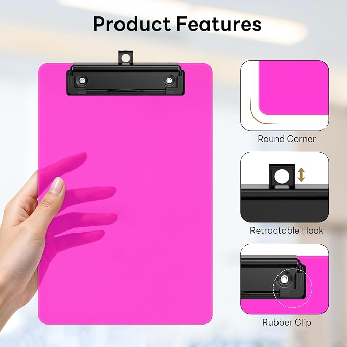 6 Pack Colorful Small Clipboard, A5 Mini Clip Board | Black Clip, 9 x 6" - Image 3