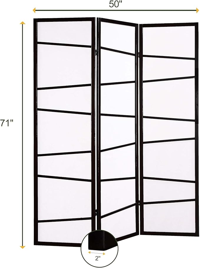 NicBex Room Divider 3 Panel Room Dividers with Heavy-Duty Rice Paper Partition Room Dividers and Folding Privacy Screens Wall Divider for Home, Office, Room Separation,51"W x 2"D x 71"H, White+Black-DeskLoop Office