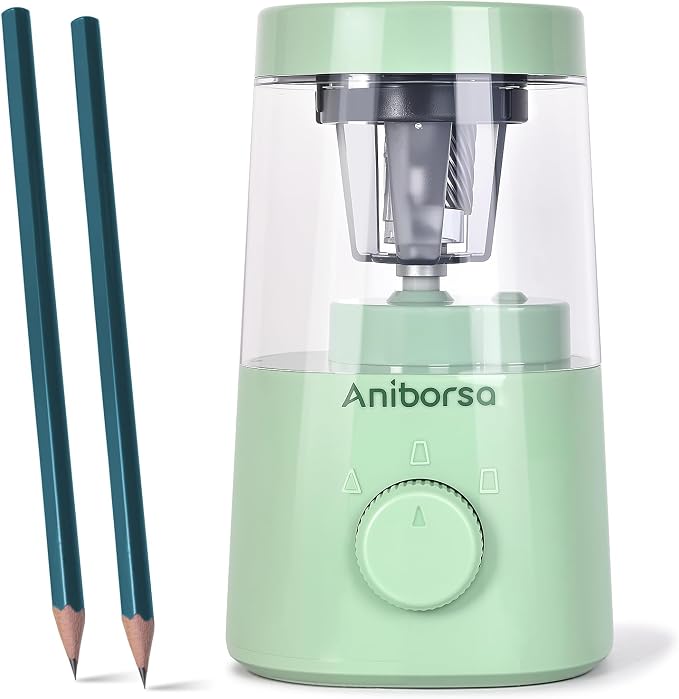 Electric Pencil Sharpener, Helical Blade Automatic Pencil Sharpener, by Aniborsa