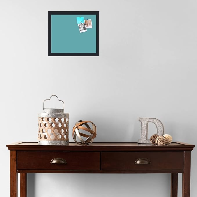 PinPix 14x12 Inch Cork Bulletin Board. This Decorative Framed Pin Board Comes with Aqua Pastel Design and a Satin Black Frame. Ideal for Home Office Decor or Message Board (PinPix-1806)-DeskLoop Office