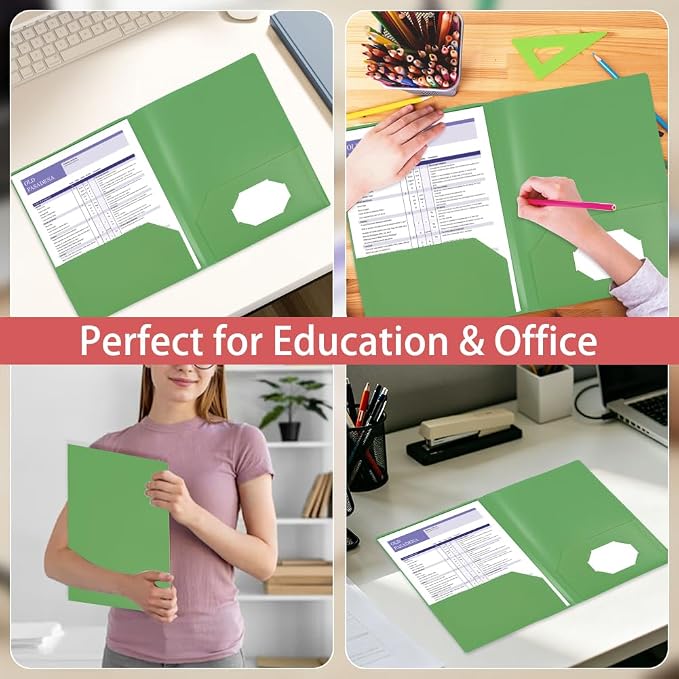 7 Pack Green Plastic Folders - Image 4