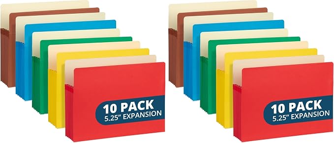 Blue Summit 10 Expanding File Pockets, Accordion File Folders Letter Size by BlueSummitSupplies
