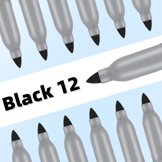 Permanent markers, 12 packs permanent markers bulk, quick drying in one second - Image 2