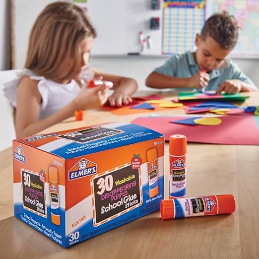 Elmer’s Disappearing Purple School Glue Sticks, Washable, 7g, 30 Count - Bulk Pack for Classrooms, #1 Teacher Brand-DeskLoop Office