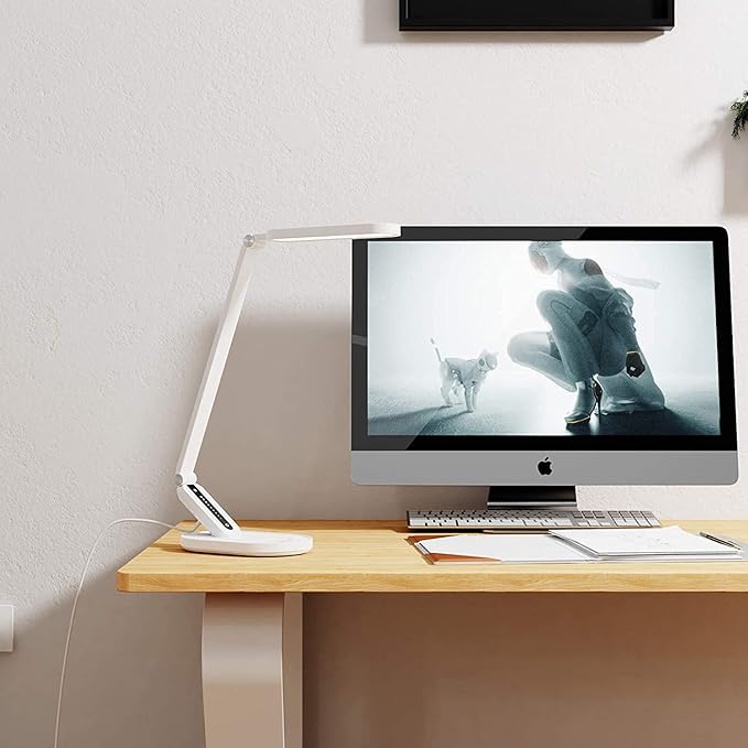 JKSWT Desk Lamp, for Eye Care, Dimmable Table Lamp with 5 Colour Modes, 72 LEDs with USB Charging Port, Touch Control and Memory Function, Office Lamp-DeskLoop Office