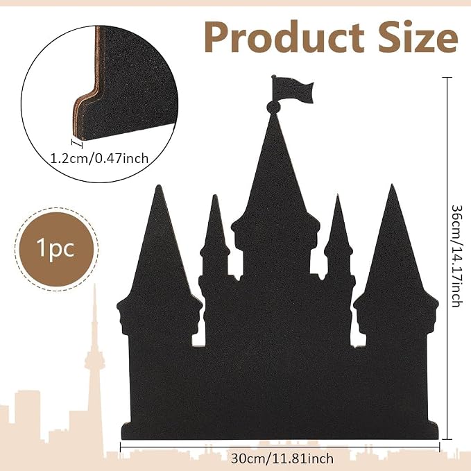 BENECREAT Castle Pin Cork Board, 14.2x11.8Inch Black Bulletin Display Board - Image 2
