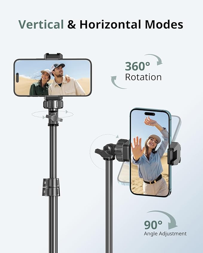 SENSYNE 62" Phone Tripod for iPhone, Extendable Selfie Stick Tripod Stand - Image 5