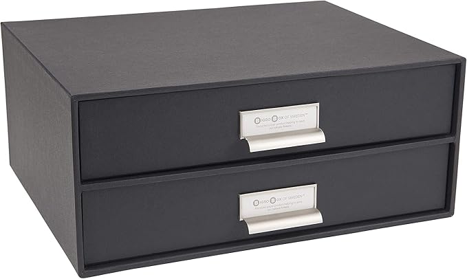 Bigso Box of Sweden Birger 2-Drawer Fiberboard Label Frame Document Letter Box by Bigso