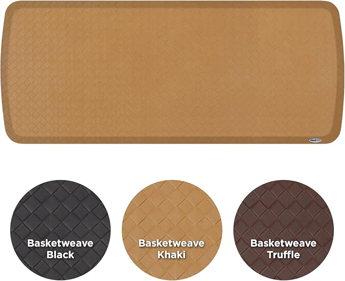 GelPro Elite Premier Gel & Foam Anti-Fatigue Kitchen Floor Comfort Mat, 20" x 48", Basketweave Khaki-DeskLoop Office