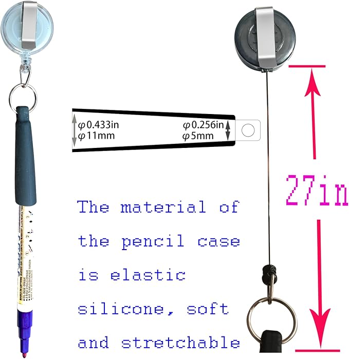 Duty Retractable Pull Pen Holder -Thick Nylon Cable- Ideal - Image 4
