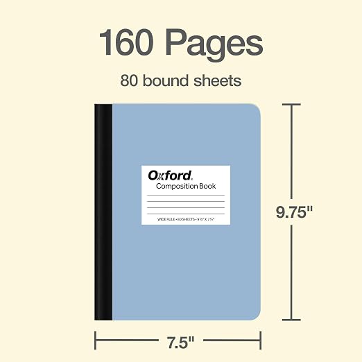 Oxford Composition Notebooks, 4 Pack, Wide Ruled, 7.5 x 9.75 Inches, 80 Sheets - Image 3