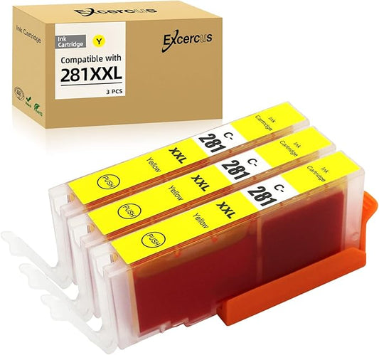 Replacement for Canon CLI-281 CLI-281 XXL Yellow Compatible Ink Cartridges Use for PIXMA TS9120 TR7520 TR8520 TS6120 TS6220 TS8120 TS8220 TS9520 TS6320 TS9521C (3X 281XXL Yellow)-DeskLoop Office