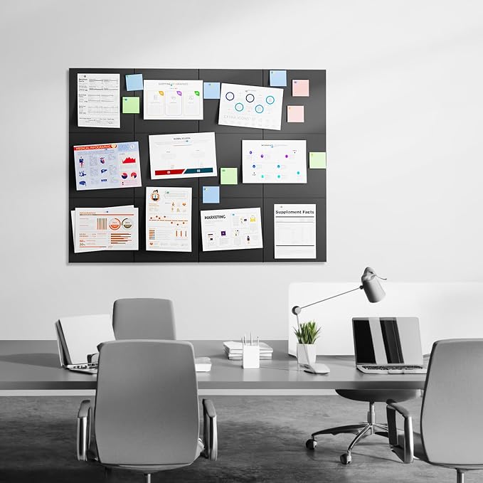 MaxGear Felt Bulletin Board 36" x 24", 6 Pack 11.8" x 11.8" Wall Panels - Image 8