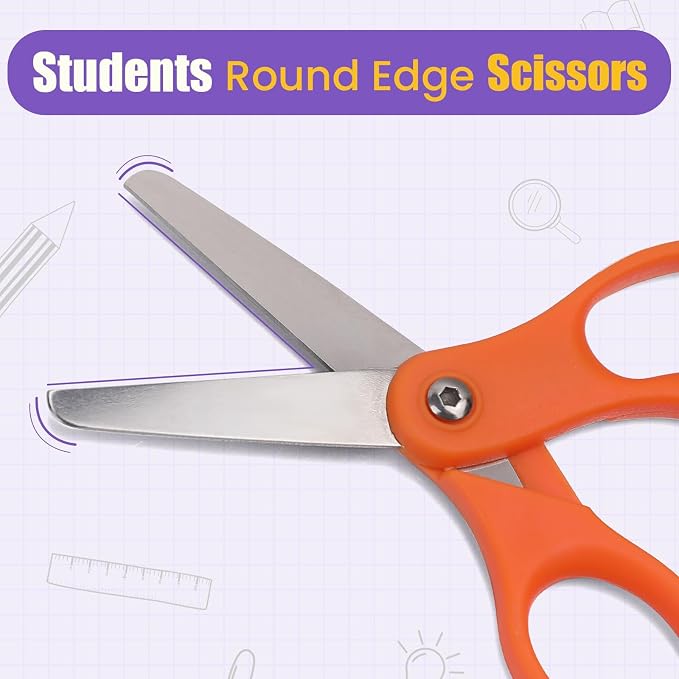 BURVAGY 10 Packs 5" Small School Student Blunt Tip Craft Kids Scissors - Image 4