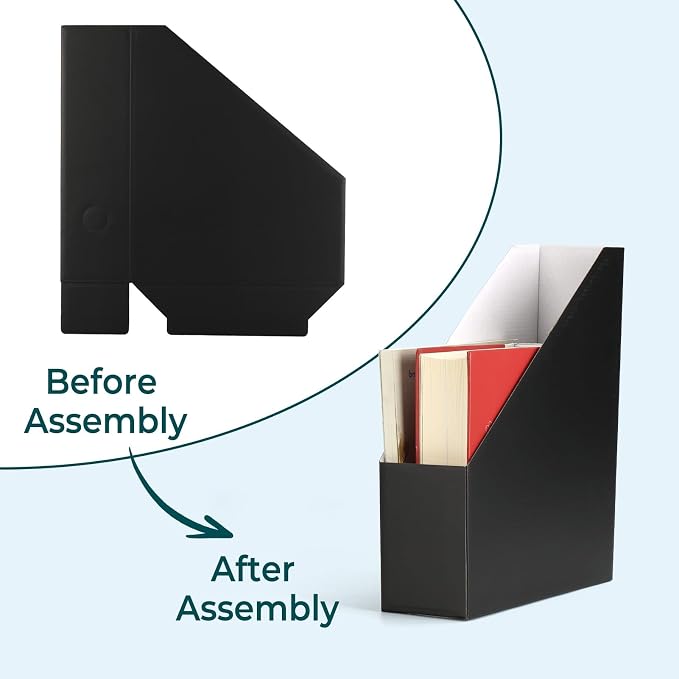 EXYGLO 12 Pack Black Magazine File Holder, Cardboard Magazine Rack - Image 5
