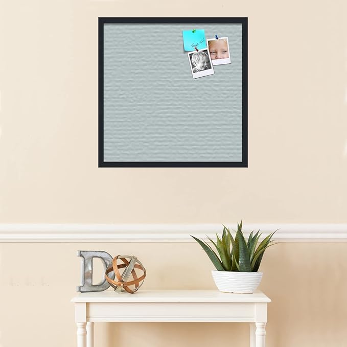 PinPix 24x24 Inch Cork Bulletin Board. This Decorative Framed Pin Board Comes with Soft Blue Design and a Satin Black Frame. Ideal for Home Office Decor or Message Board (PinPix-1814)-DeskLoop Office