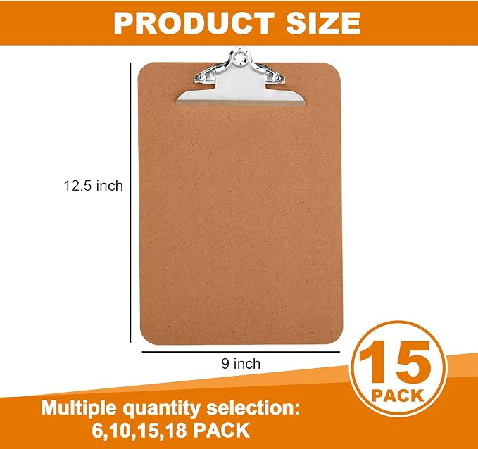 Clipboards, HERKKA 15 Pack Hardboard Office Clipboards Butterfly Clipboards - Image 2