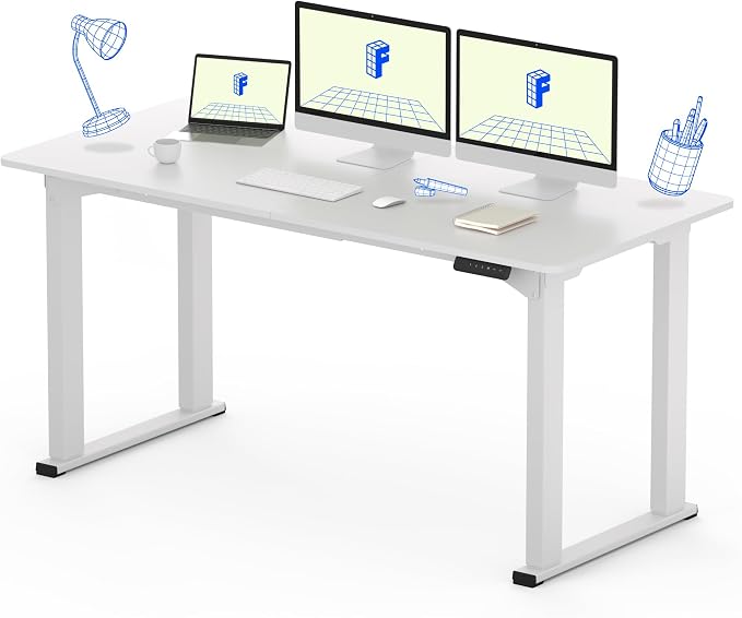 FLEXISPOT 4 Legs Standing Desk 63 x 28 Inch Electric Adjustable Height Desk by FlexiSpot