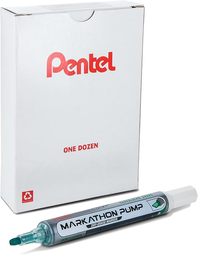 Pentel Markathon Pump Dry Erase Marker, Chisel Tip, 12 Pack by PentelofAmerica
