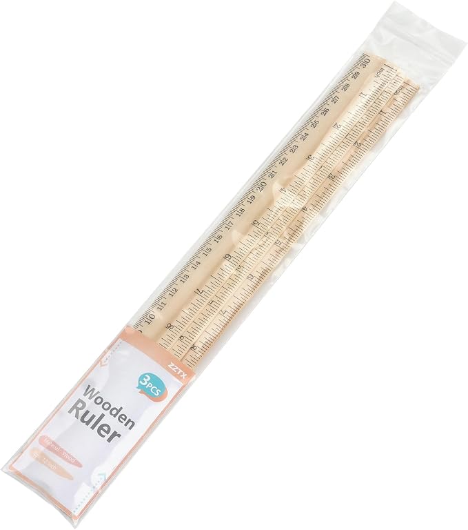 ZZTX 3 Pack Wooden Ruler 12 Inch Rulers Bulk Wood Measuring Ruler - Image 7