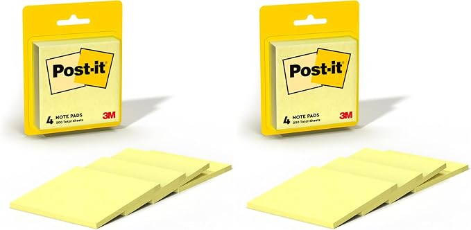 Post-it Notes, 3 in x 3 in, 4 Sticky Notes Pads, 50 Sheets per Pad, The Iconic by Unknown