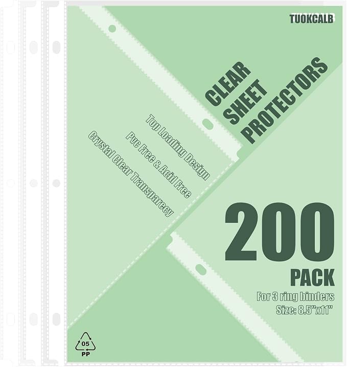 200 Pack Clear Sheet Protectors by Unknown