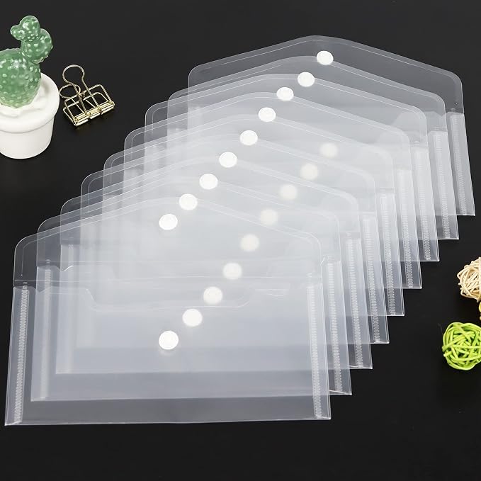 Plastic Envelopes 10 Pack Clear Document Folders，Plastic Envelopes - Image 2
