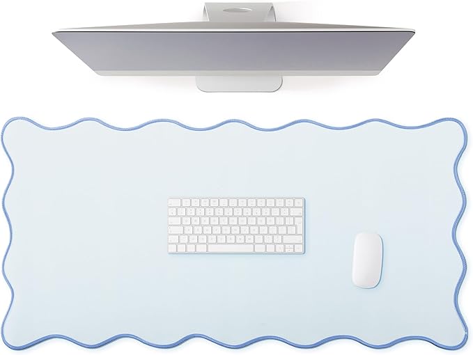 Hahafelt Scalloped Desk Mat Large Desk Pad Cute Coquette Table Mat Back to by Hahafelt