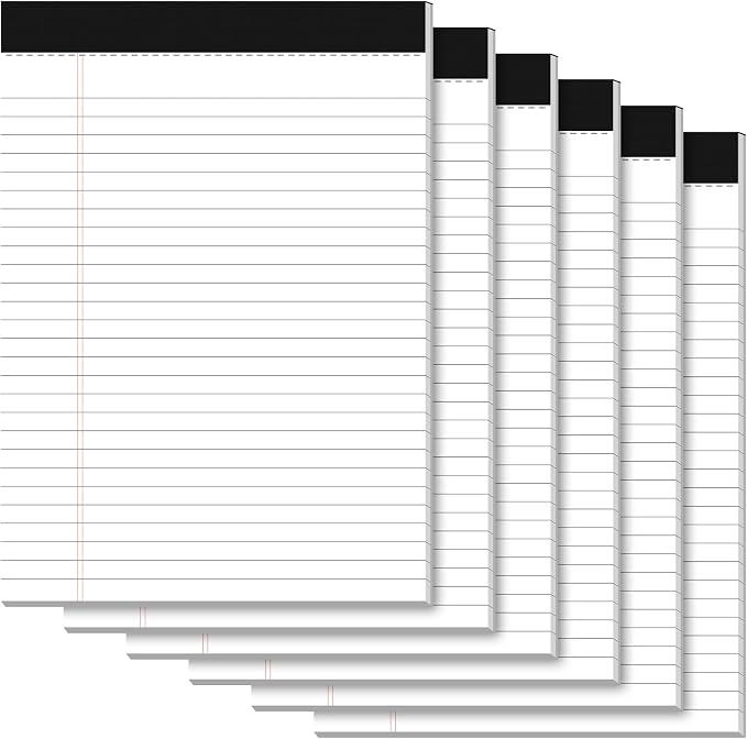Legal Pads 8.5 x 11, Writing Paper Tablets 8-1/2 x 11, 6 Pack White Note Pads by notepads