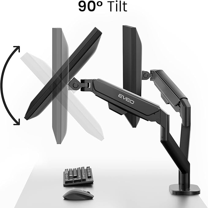 EVEO Premium Dual Monitor Mount 14"-35” Dual Monitor Arm VESA Bracket Adjustable Height Gas Spring Dual Monitor Stand, Screen Full Motion Dual Monitor Arm-Computer Monitor Stand for 2 Screens - Red-DeskLoop Office