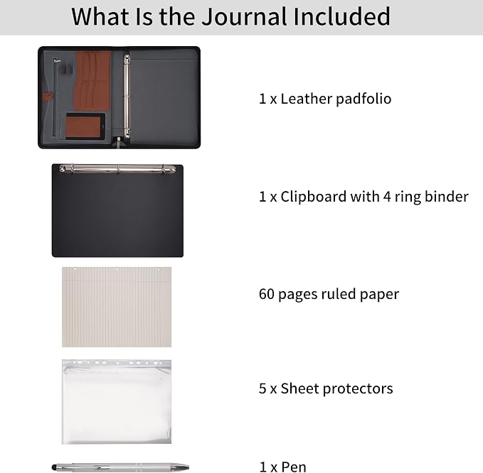 Wonderpool Travel Zippered Portfolio 3 Ring Binder A4 Padfolio Document Case - Image 7