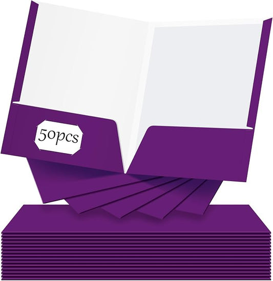 Jutom 50 Pcs 2 Pocket Glossy Paper Folders Glossy Paper Laminated Portfolios by Jutom