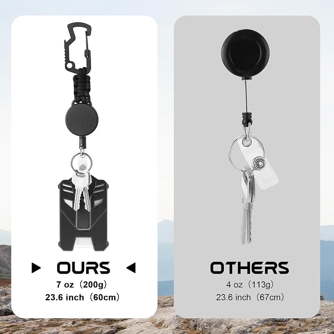 2 Set Retractable Badge Holders Heavy Duty Badge Reel Retractable Keychain - Image 4
