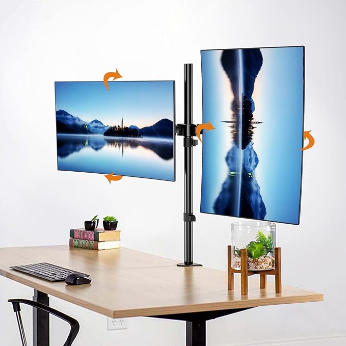Suptek Dual Monitor Desk Mount, Adjustable Dual Monitor Arm for 2 Computer Screens up to 27 inch, Extra Tall 31.5" Pole Dual Monitor Stand for Desk, Holds up to 22 lbs(MD6842)-DeskLoop Office