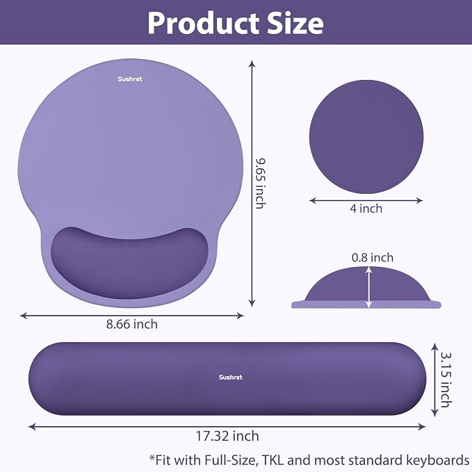 Sushret Mouse Pad and Keyboard Wrist Rest, 3-in-1 Gel Memory Foam Ergonomic - Image 7