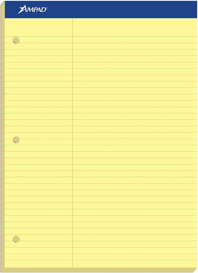 Ampad Double-Sheet Writing Pad, 8-1/2" x 11-3/4", Law Rule, Canary Paper by TOPSProducts