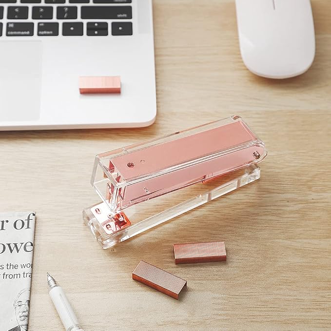 Acrylic Rose Gold Tape Dispenser Desktop Stapler, Acrylic Office Supplies - Image 7