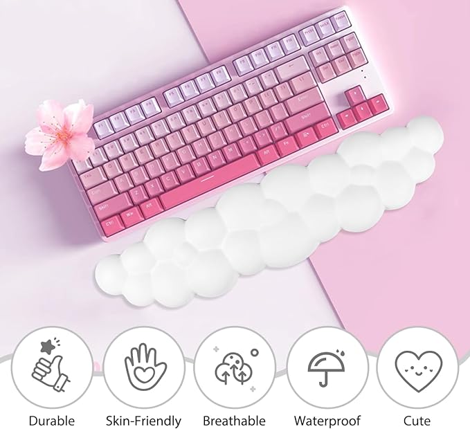 JIKIOU Upgrade Leather Cloud Keyboard Wrist Rest, Cloud Wrist Rest - Image 4