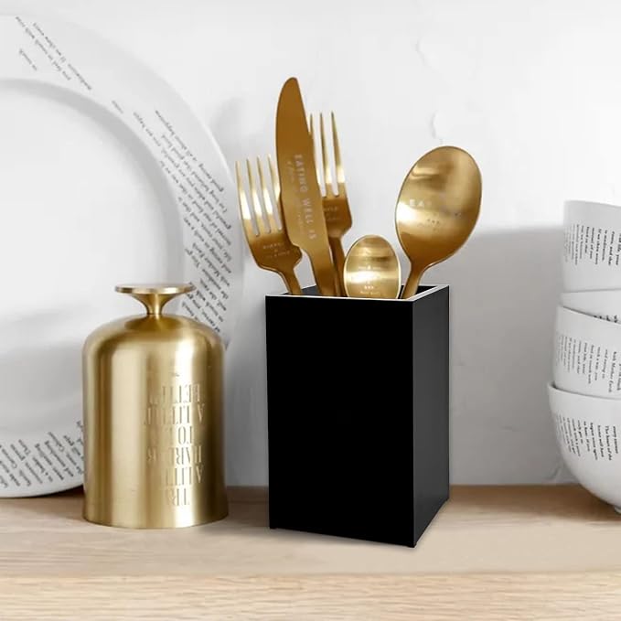 2 Pack Black Acrylic Pencil Pen Holder Cup, Desk Accessories Holder, Makeup - Image 7