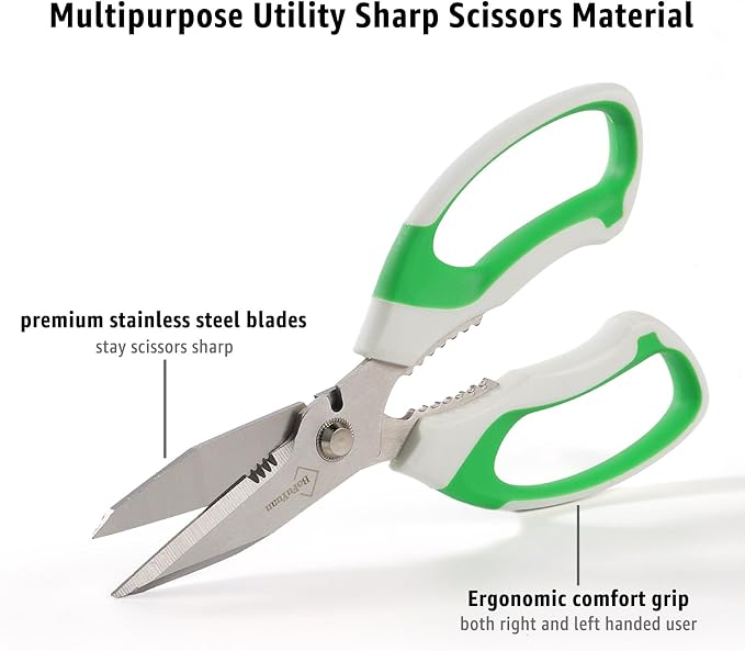 BoFuYuan 8-Inch Utility Scissors All Purpose Heavy Duty, Serrated Blade - Image 2