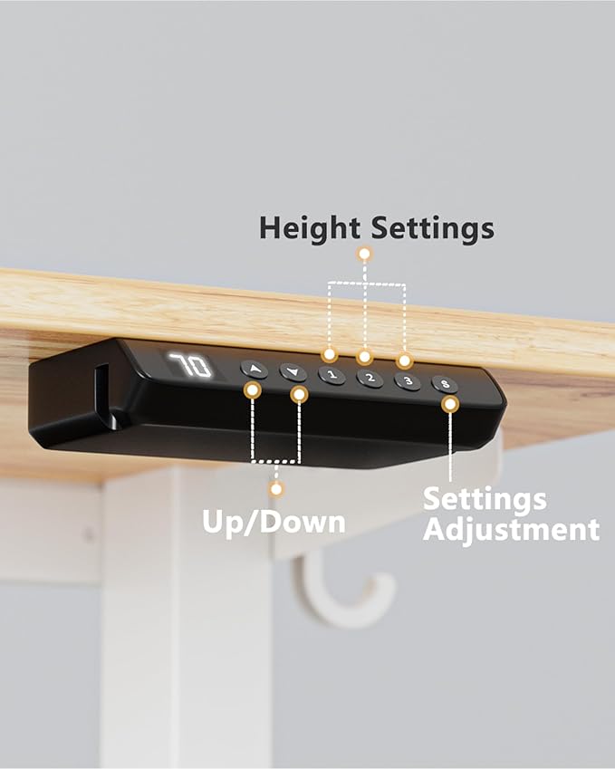 FEZIBO One-Piece Standing Desk Adjustable Height Stand up Home Office Desk, 55x24 Inch Electric Standing Computer Desk, with 4 Memory Presets, Fixable casters, Light Rustic-DeskLoop Office