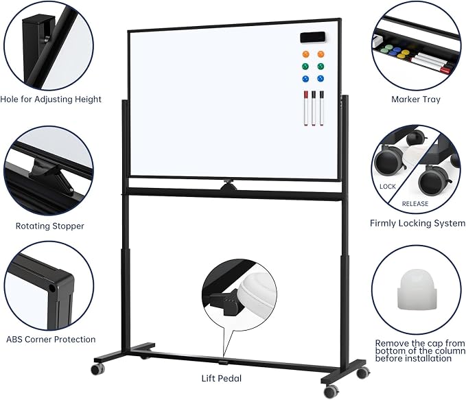 Large Dry-Erase Rolling Magnetic Whiteboard - Image 4