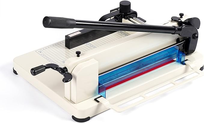 Heavy Duty Paper Cutter,12 inch Guillotine Paper Cutter,Guillotine Paper Cutters and Trimmers Cards Leather with Metal Base for Office Home School (White, a4)-DeskLoop Office
